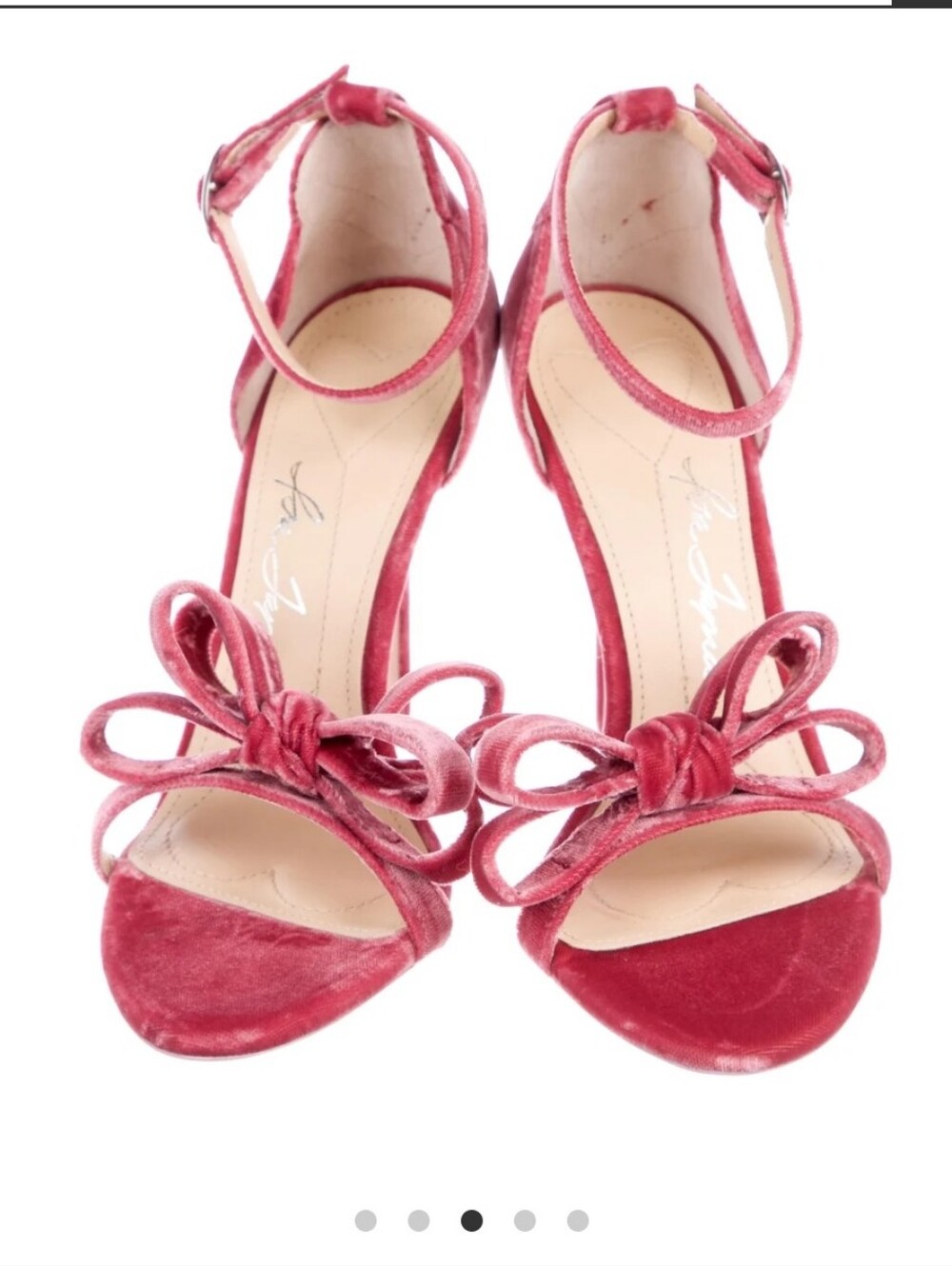 Isa Tapia Pink Velvet Bow Heels Sandals 8.5 LoveShackFancy Very Rare